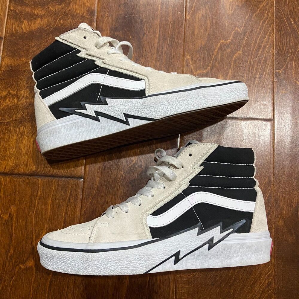 Vans Sk8-Hi Bolt Antique White and Black Skate Shoes 721454 Men's Size 6 Wms 7.5 - Picture 3 of 9
